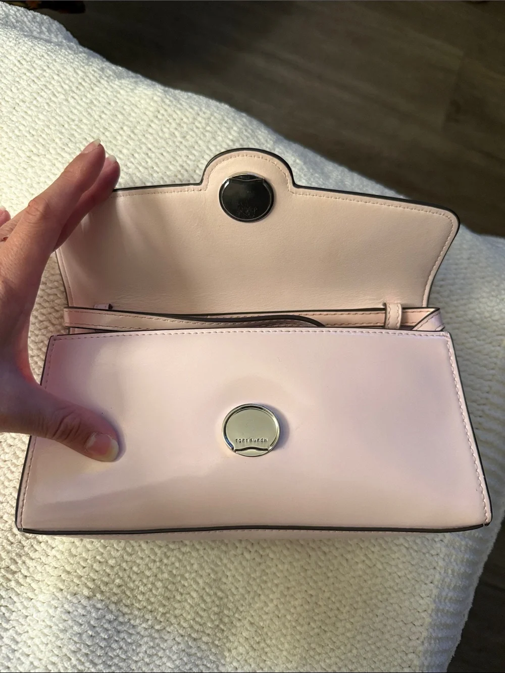 LIKE NEW TORY BURCH Mini Robinson Spazzolato Top Handle Crossbody, Pink Lily